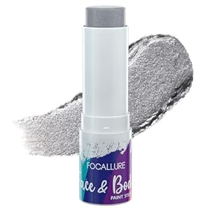 FOCALLURE Face Body Paint Stick,Eye Black Stick for Sports,Face Painting Kit Professional Hypoallergenic Foundation Makeup for Halloween Cosplay SFX Costume Party,Silver Scythe