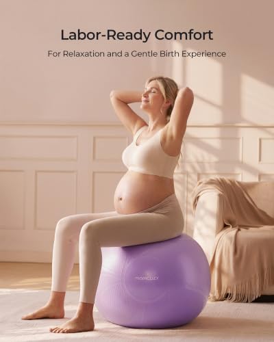 Image of Momcozy BirthEase Pregnancy Ball Set, Birthing Yoga Ball with App Courses