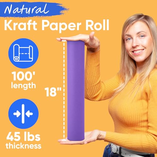 Image of USA Made 18 inch x 1200 inch Lilac Kraft Paper Roll, 45 lbs Thickness, American Quality Colored Kraft Paper for School, Arts & Crafts, Bulletin Board - Odorless, Non-Toxic, Safe for Kids | American Quality Colored Kraft Paper for School, Arts & Crafts, Bulletin Board - Odorless, Non-Toxic, Safe for Kids