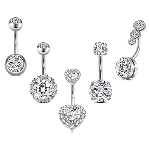 incaton 10mm Piercing Nombril Acier Chirurgical 14G Anneaux de Nombril Bijoux de Piercing 5Pièces Cover