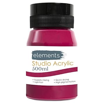 Elements 500ml Acrylic Paint 500 ml Tub - Quick Drying Acrylic Paints with High Pigment and Vibrant Colour Pigment Magenta Deep