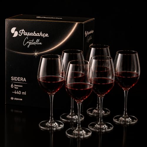 Taças de Cristal Tipo Bohemia 440 ml para Vinho – Jogo com 6 Unidades | Haste Inteiriça, Alto Brilho, Borda Fina, Cristal Premium | Resistentes, Elegantes e Ideais para Mesa Posta e Restaurantes