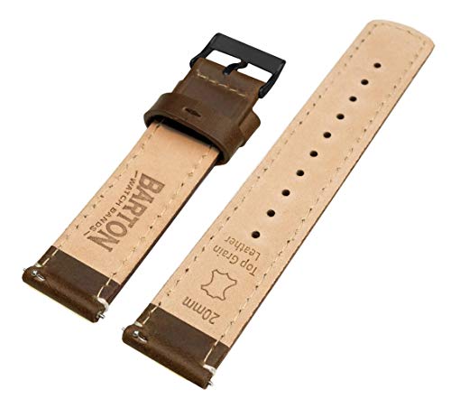 Image of BARTON WATCH BANDS - Top Grain Leather Watch Bands Compatible with Apple Watch Models - 1, 2, 3, 4, 5, 6, 7, 8, 9, 10, SE, Ultra & Ultra 2