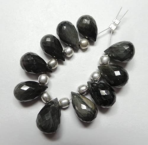 Perle œil de chat noir LKBEADS en goutte pour vos ateliers de joaillerie créative