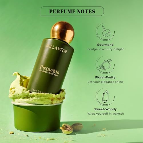Image of BELLAVITA Pistachio Gourmet Collection | Unisex Eau De Parfum 100ml || Long Lasting Perfume for Man and Woman Floral, Woody, Sweet Premium Unisex Fragrance for Men and Women |