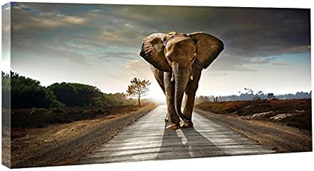 Wieco Art Elephant Canvas Paintings Wall Art One piece Modern Large Stretched and Framed Landscape Animals Pictures on Giclee Canvas Prints Artwork Decor for Living Room Bedroom Home Decorations L