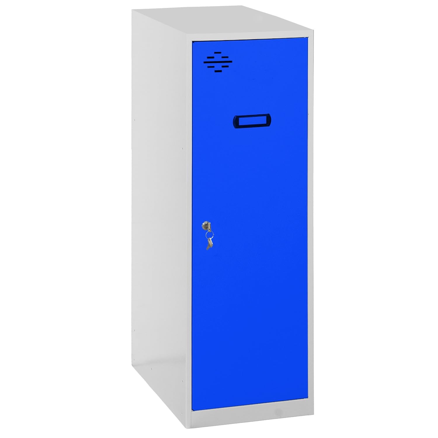 Simon Rack Taquilla Vestuario Pequeña 915x300x500 mm - Simonlocker | Incluye 2 Llaves, Pintura anticorrosión, Ranura de ventilación y etiquetador, Gris/Azul