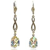 Jugendstil Ohrringe mit Kristallen von Swarovski® Grün Gelb Gold NOBEL SCHMUCK