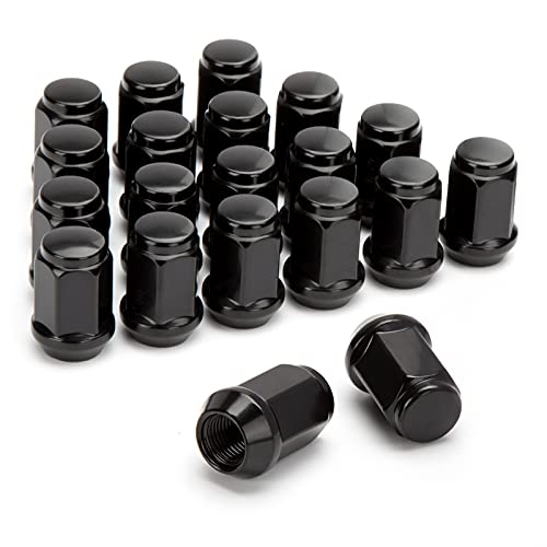 1/2-20 Black Wheel Lug Nuts, Dynofit 20pcs 1/2x20 Hex 60 Degree Steel Conical Lugnuts for Aftermarket Tuner Durango Journey Viper XJ KJ KK CJ Commander XK ZJ WJ WK Liberty TJ JK Explorer Ezgo Club Car