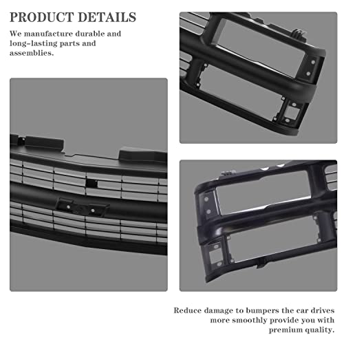 Carpartsdepot Front Grille Grill Black Shell And Black Cross Bar Insert Dual Headlamp Design Type Compatible With Chevy C/K Pickup Truck 1500 2500 3500 Suburban Tahoe Blazer 15981092 Gm1200239 #TOP5