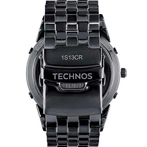 Relógio Technos Masculino Preto Pulseira Aço Preto