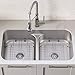 KRAUS Premier 32 in. Undermount 50/50 Double Bowl 18-Gauge Stainless Steel Kitchen Sink and Commercial Style Pull Down Faucet in Spot-Free Stainless Steel, KCA-1200