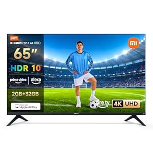Xiaomi TV F 65, 65 Zoll (165 cm), 4K UHD, Smart TV, Fire OS8, Triple Tuner DVB-C/S/S2/T/T2,HDR10, MEMC, 60Hz mit 120Hz Game Boost Mode,Sprachsteuerung mit Alexa,2GB+32GB, Kompatibel mit Apple AirPlay