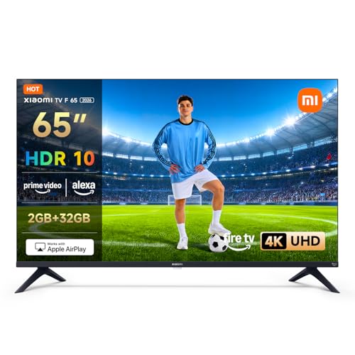 Xiaomi TV F 65, 65 Zoll (165 cm), 4K UHD, Smart TV, Fire OS8, Triple Tuner DVB-C/S/S2/T/T2,HDR10, MEMC, 60Hz mit 120Hz Game Boost Mode,Sprachsteuerung mit Alexa,2GB+32GB, Kompatibel mit Apple AirPlay
