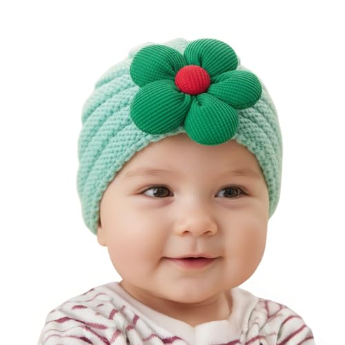 Image of SYGA Baby Cap Flower Wool Warm Knitted Streachable Hat Infant Toddler Baby Cap 0-3 Years