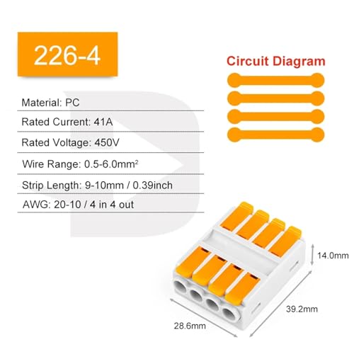 Conector de cable de 6 mm² de alta potencia con terminales de inserción y ajuste estructural 2