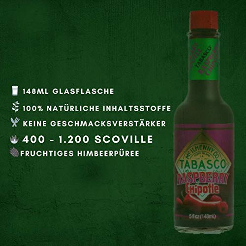 TABASCO Brand Raspberry Chipotle Pepper Sauce, Sweet & Smoky Hot Sauce, Glass Bottle, Vibrant & Fruity Raspberry Hot Sauce, Great for Preparing Fish, Salad Dressing & More, 5 Fl Oz (Pack of 1) - Thumbnail 2