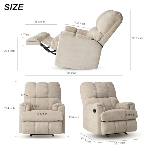 Sillón reclinable chenille color beige miniatura 2