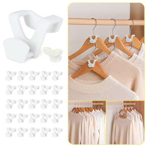 Image of Smartor Clothes Hanger Connector Hooks 60 Pack, Closet Storage and Organization as Hangers Space Saving, Hanger Add on Hook as Closet Organizer, Stacking Hangers, Cascading Space Saver, White