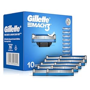 Gillette Men Mach 3 Shaving Blades- Pack of 10 (Cartridges).