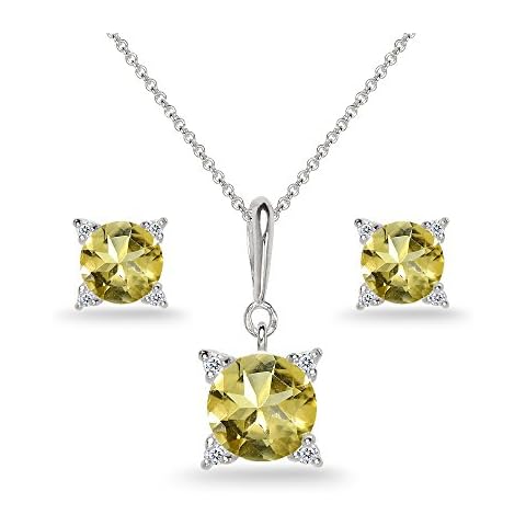 Sterling Silver Gemstone Necklace and Earrings Set Cover