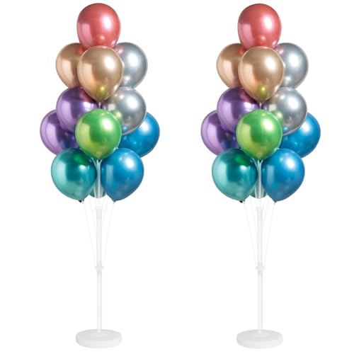 Image of Metallic Balloon Tower Kit for Floor Set of 2 Base&Pole Decor for Shower Party