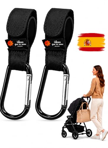 Ideas Que No Veas Resistencia 15 Kg Ganchos Carro Bebe Con Mosquetón De Seguridad Pack De 2 Accesorios Carro Bebe Ganchos Bolsos Ajuste Universal, Antideslizante Ligero Y Duradero Negro