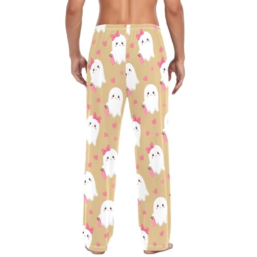 Spirits with Bow Tie Men's Cotton Pajama Pants with Pockets and Drawstring Comfortable and Stylish,S3