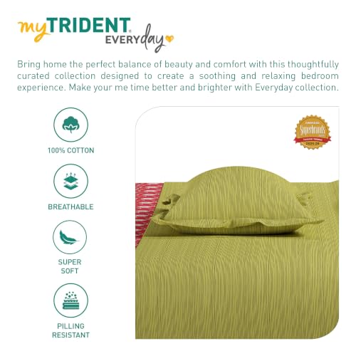 Image of Mytrident Bedsheet for Double Bed King Size |108 inch x 108 inch | Petal Pop Red | 120 TC Flatsheet with 2 Pillow Covers| 100% Cotton Bedsheet for King Size Bed | Everyday Collection