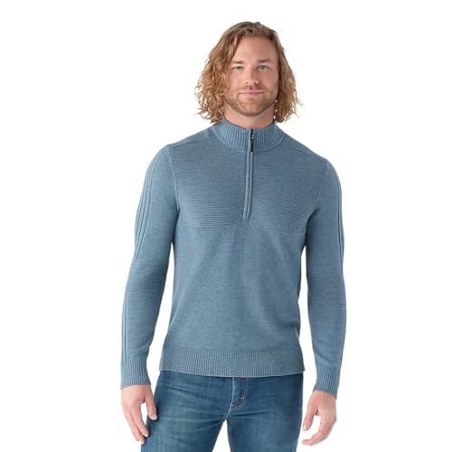 Amazon.com: Smartwool Men's Texture Half Zip Sweater Pewter Blue