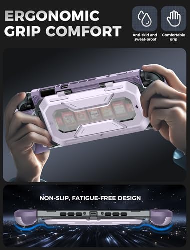 Image of Mumba Dockable for Nintendo Switch 2 Case with Flip Stand, [Titan] Ergonomic Switch 2 Grip Protective Cover Holds 5 Game Cards & 2 TF Cards TPU Accessories and Quick-Release Joy-Con Design