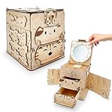 Hitish 3D Wooden Puzzles Cat Treasure Box, Wood Model Building kits for Kids Adults to Build, DIY Jewelry Box with Light Mirror, Hobbies Projects Creative Gift for Teens Girls Women