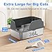 Non-stick Stainless Steel Litter Box, XL Side Opening Splash-Proof & Leak-Proof Seamless Seal, Ellenpent Large Capacity, Cat Litter Box with Lid for Multi-Cats, Large Cats, Easy-Clean & Durable (Gray)