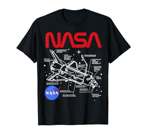 NASA Space Shuttle Schematic Layout Graphic T-Shirt T-Shirt, Herren, Schwarz, S