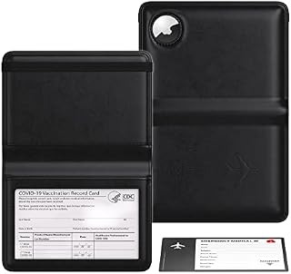 Passport Holder Airtag Wallet Stouchi UK Passport Cover Vaccination Card Protector PU Leather Travel Wallet Case Organiser Document Holder for Men&Women Passport,Business Cards,Boarding Passe(Black)