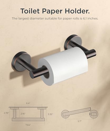 Image of FORIOUS Toilet Paper Holder Wall Mount, Stainless Steel Rustproof Double Post Pivoting Tissue Roll Holder for Bathroom, Commercial Toilet Paper Dispenser, Oil Rubbed Bronze