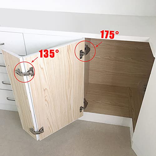 Cabinet Hinges,1 Pair 175/165 Degree Hinge, Concealed Hydraulic Adjustable Mounting Soft Close Cabinet Hinges Nickel-Plated Steel Buffer Dampers for Wardrobe, Cupboard (Full Overlay) by bartuda - Used condition - Image 6