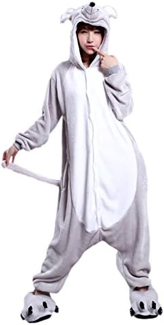 MizHome Lucky Mouse Mascot Collection Unisex Jumpsuit Dress Up Costume M Grey