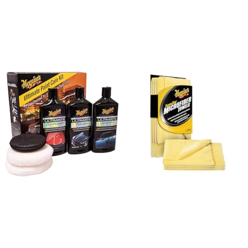 Kit Soin Peinture Ultimate Meguiar's rénovateur lustrant cire voiture microfibre