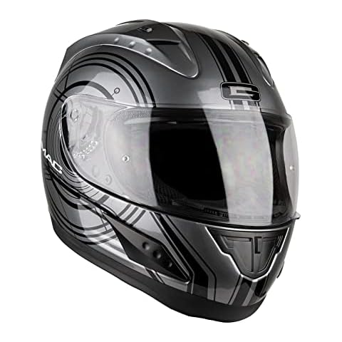 G-Mac Pilot Evo Full Face Motorcycle Helmet (Gunmetal Black, L) Cover