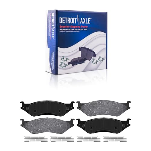 Image of Detroit Axle - Rear Brake Pads for 1999-2004 Ford F-450 F-550 | E-550 Super Duty, 2002 E-550 Econoline Super Duty, 99-07 F-53 Motorhome Chassis, Ceramic Brake Pads with Hardware Replacement