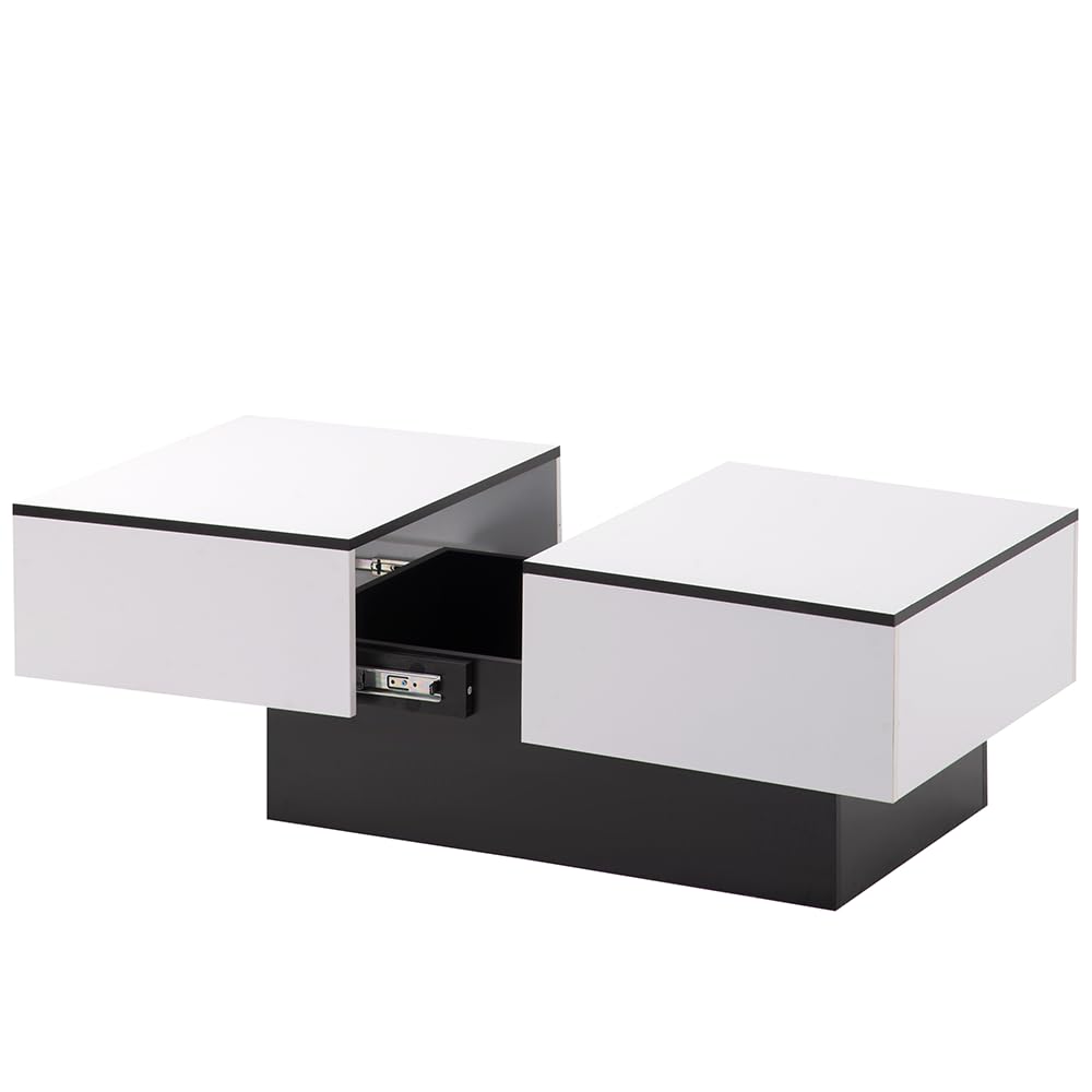 Table basse de salon blanche meuble de rangement rétractable universel