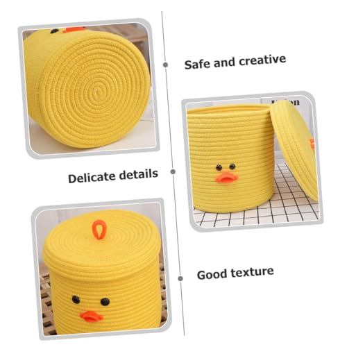 Panier de rangement en corde de coton jaune pour accessoires divers et décoration - 7