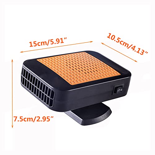 TOTMOX 12V 150W Tragbarer Autoheizlüfter, Scheibenheizung, Scheibenheizung, Scheibenheizung, Warmer und Kalter Wind, 360° drehbar, Rot