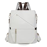 Mochila Bolsa Feminina Antifurto Impermeável 20L com Bolso Frontal Alça Ajustável Casual(Branco)