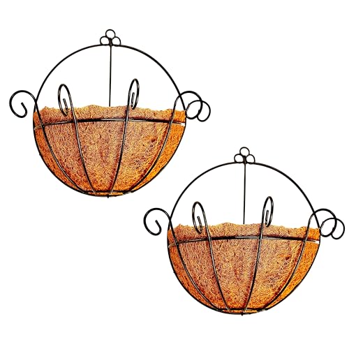 ShopLaLa Wall Hanging Planter (12 in, 2 Pack) Coco Liner Fence Flower Pots