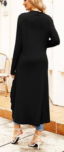 Image of Newchoice Womens Long Cardigan Summer Casual Draped Open Front Lightweight Long Sleeve Cardigan Duster with Pockets