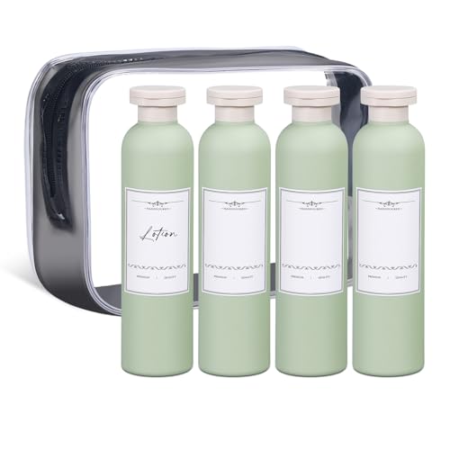 Image of ASEVAT 8.8 oz Travel Refillable Shampoo Bottles, Plastic Empty Plastic Squeeze Bottles with Flip Cap, Travel Containers for Shampoo and Conditioner for Lotion, Cream and Liquids (4Pcs)