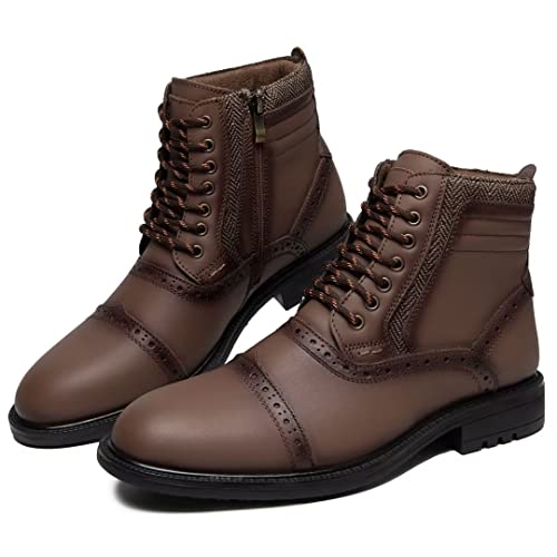 Image of Arkbird Leather Oxfords, Stylish and Comfort Chelsea Ankle Boots with Zipper Khaki 9.5