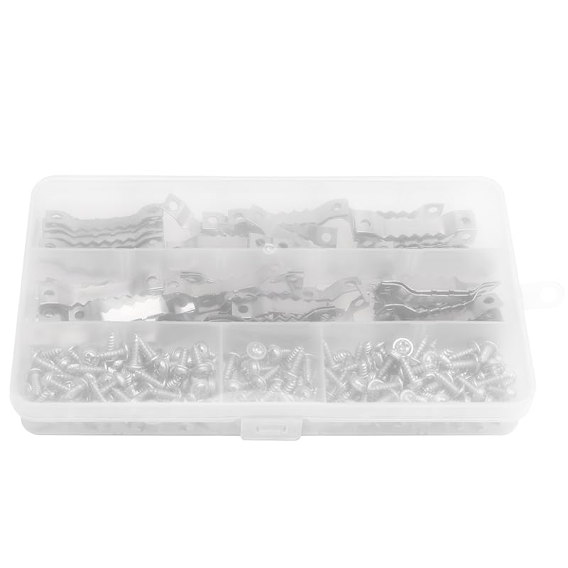 Image of 100pcs Sliver Sawtooth Picture Frame Hanger Canvas Picture Frame Hanging Hooks with Screws Sawtooth Hangers Hardware Tools